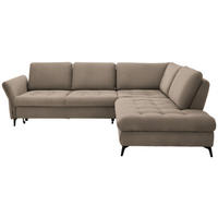 ECKSOFA in Flachgewebe Beige  - Beige/Schwarz, Natur, Textil/Metall (288/233cm) - Valnatura