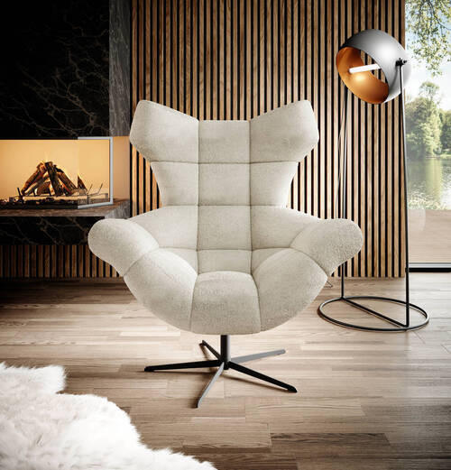 FOTELJA 103/119/84 cm , krem  - crna/krem, Dizajnerski, tekstil/metal (103/119/84cm) - Esposa