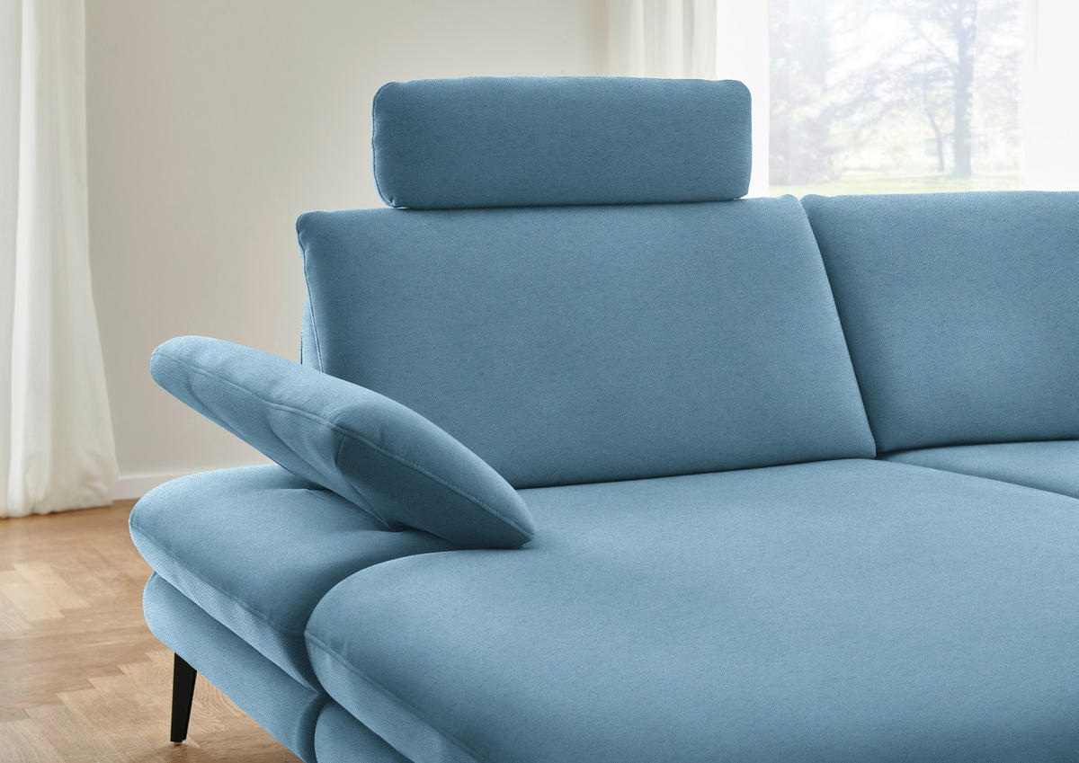 WOHNLANDSCHAFT Chenille, Flachgewebe Blau  - Blau/Schwarz, Design, Textil/Metall (180/344/208cm) - Dieter Knoll