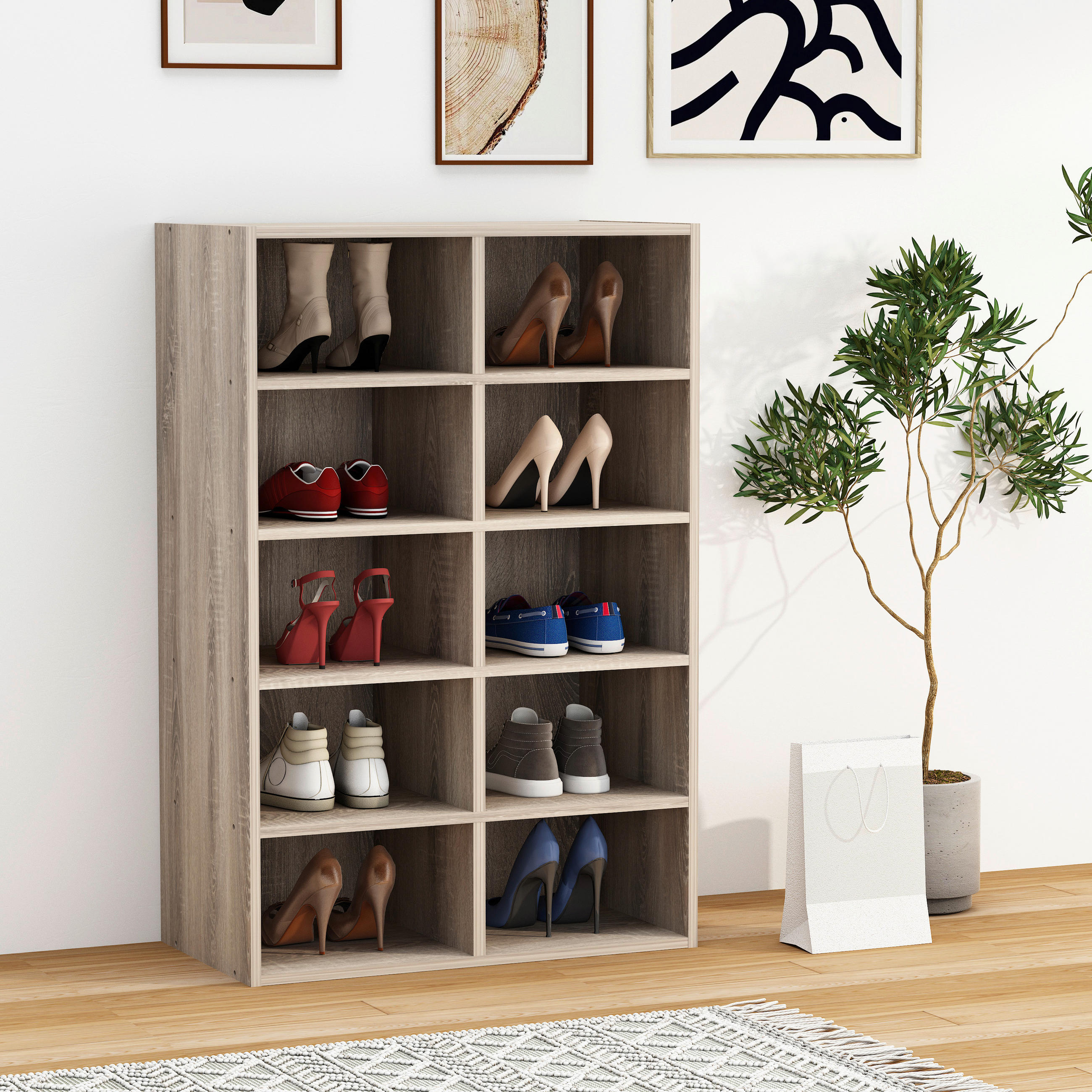 SCHUHREGAL 55/84/30 cm  - Sonoma Eiche, Design, Holzwerkstoff (55/84/30cm) - MID.YOU