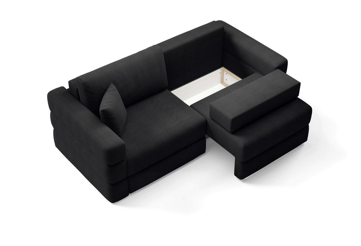 SCHLAFSOFA TERAZZO in Webstoff Schwarz  - Schwarz, Design, Kunststoff/Textil (254/93/167cm) - Livetastic