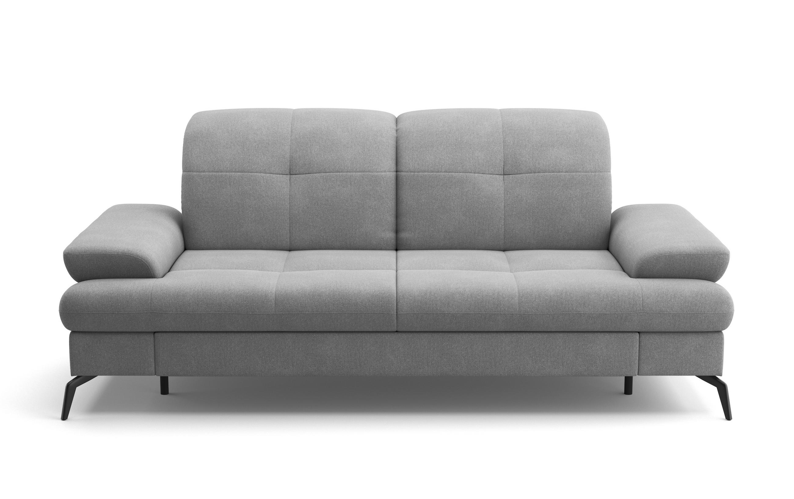 2,5-SITZER in Flachgewebe Grau  - Schwarz/Grau, KONVENTIONELL, Textil/Metall (202/90/122cm) - Sit & More