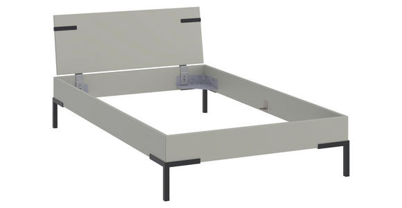 BETT 120/200 cm  in Hellgrau  - Hellgrau/Schwarz, Design, Holzwerkstoff/Metall (120/200cm) - Xora