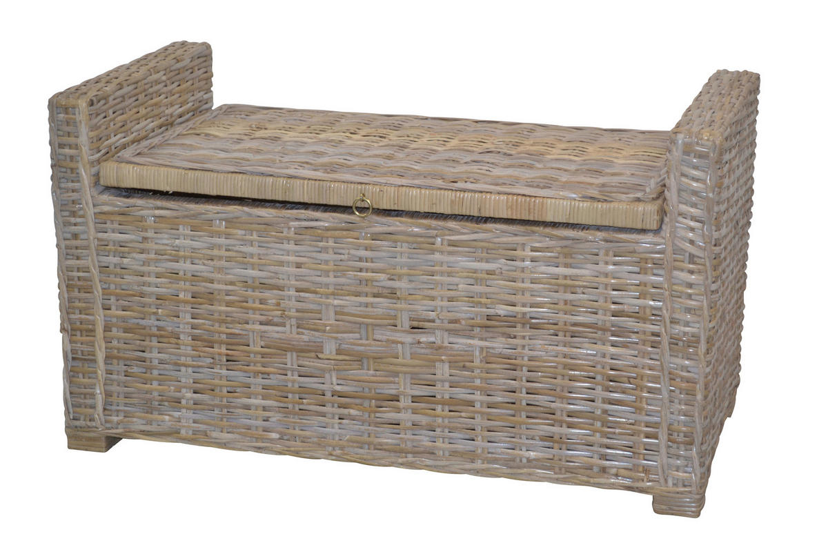 SITZBANK Grau Rattan  - Grau, KONVENTIONELL, Holz (45/90/51cm) - MID.YOU