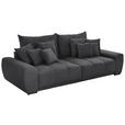 BIGSOFA in Samt Grau - Schwarz/Grau, KONVENTIONELL, Holz/Textil (280/67/120cm) - Carryhome