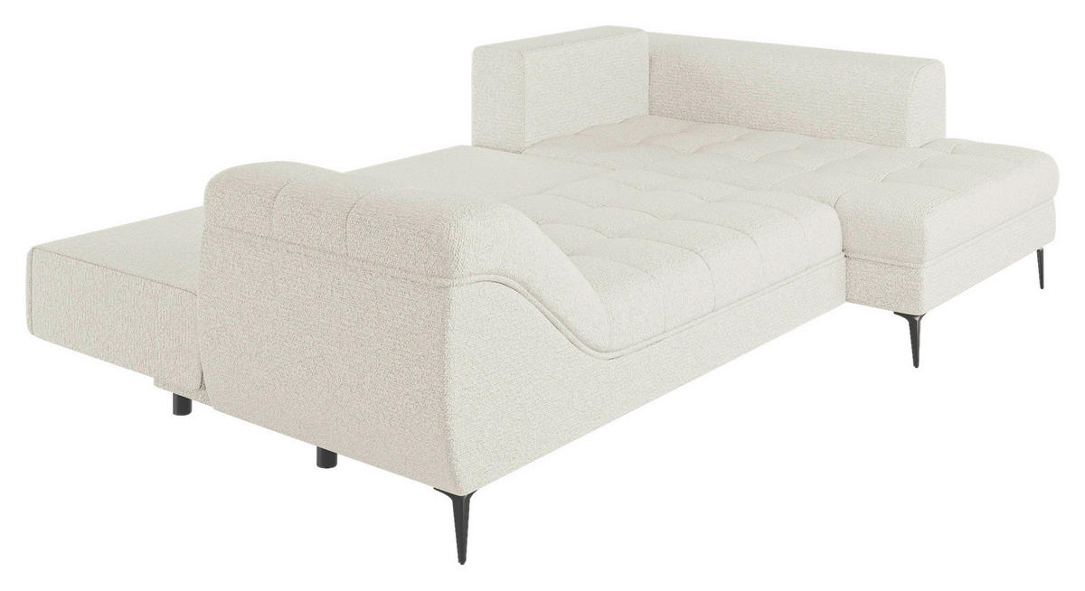 ECKSOFA Creme Struktur, Bouclé  - Creme/Schwarz, Design, Textil (177/276cm) - MID.YOU