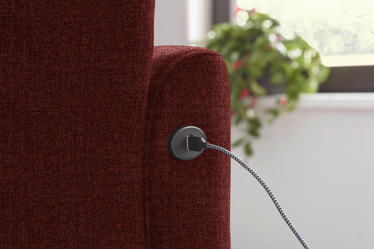 ECKSOFA in Flachgewebe Rot  - Rot/Schwarz, Design, Textil/Metall (191/252cm) - Dieter Knoll