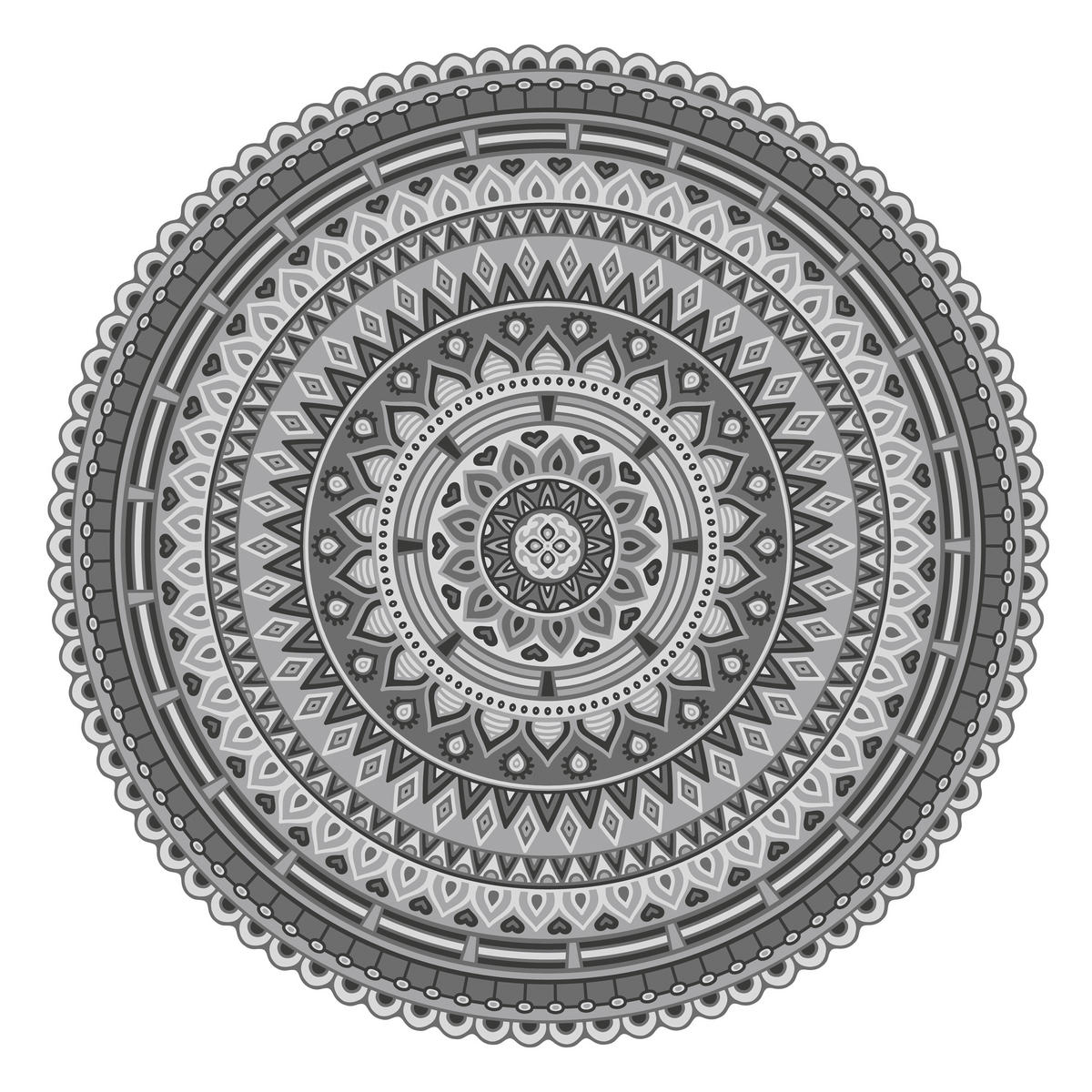 OUTDOORTEPPICH  für Terrasse und Balkon 118 cm Mandala Grau  - Grau, Trend, Kunststoff (118cm)