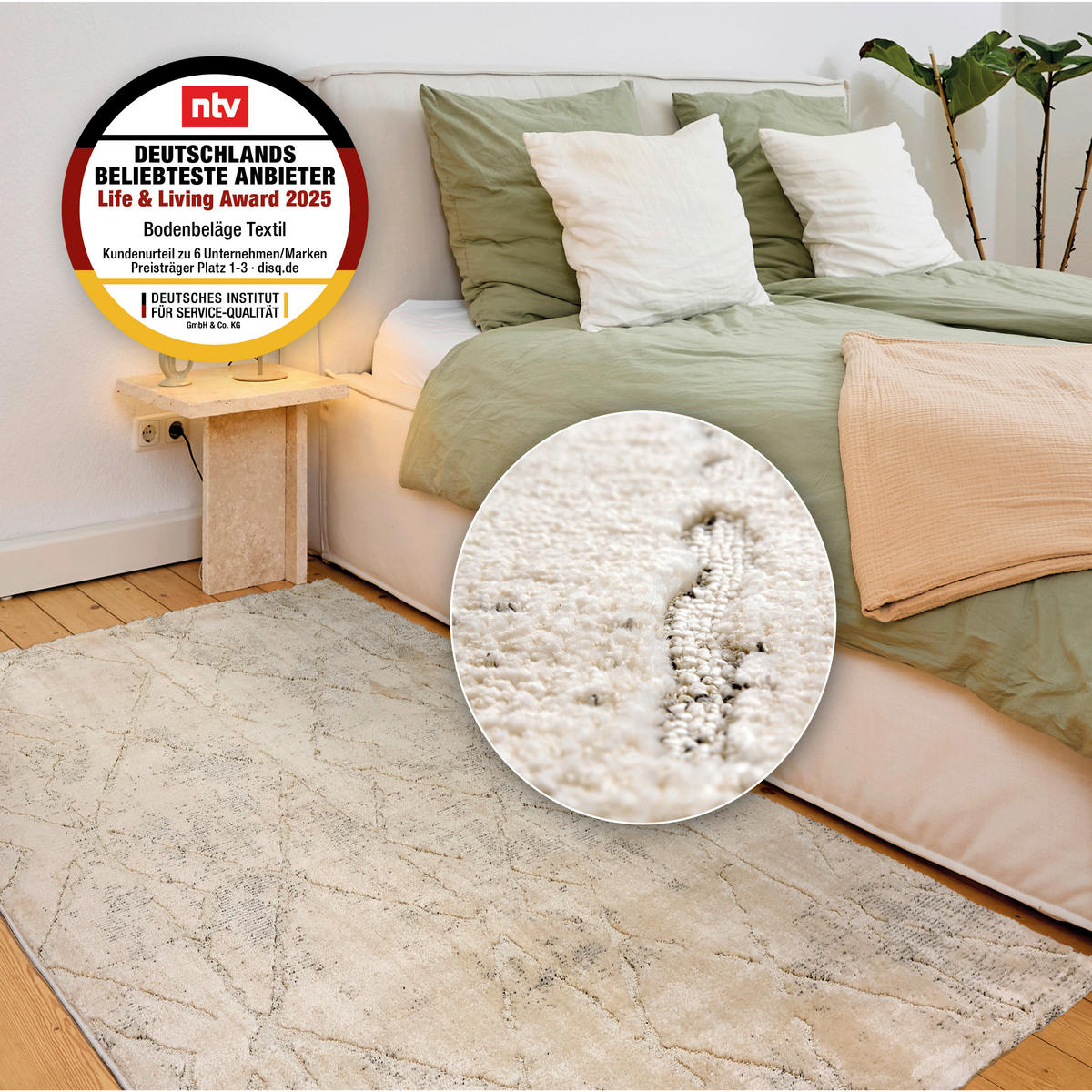 WEBTEPPICH 133/190 cm Lou Creme, Grau rechteckig  - Creme/Grau, Basics, Kunststoff/Textil (133/190cm) - Astra