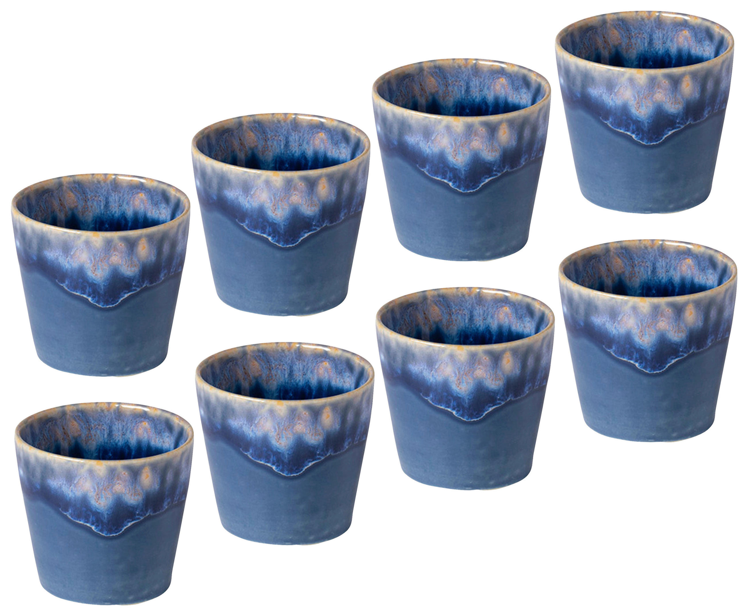 TASSENSET GRESPRESSO 8-teilig  - Blau, Basics, Keramik/Holz - Costa Nova