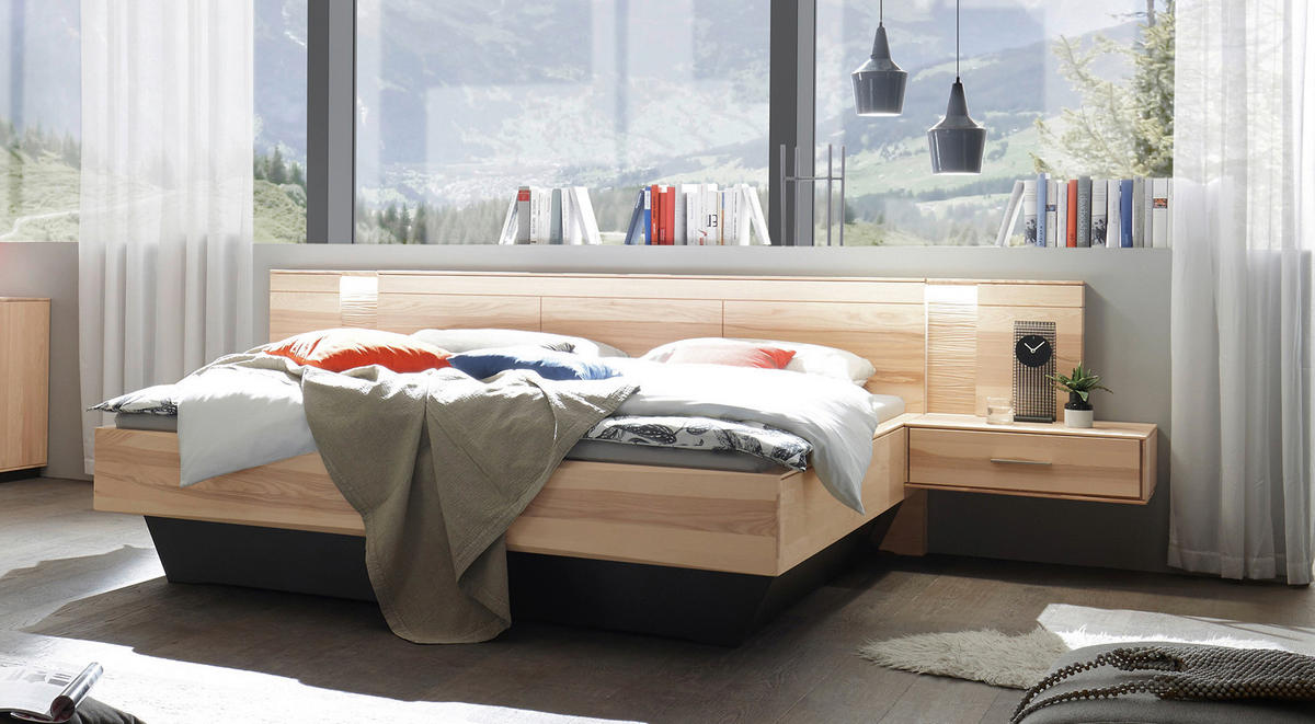 BETTANLAGE 180/200 cm  in Taupe, Eschefarben  - Taupe/Eschefarben, Design, Holz/Textil (180/200cm) - Valdera
