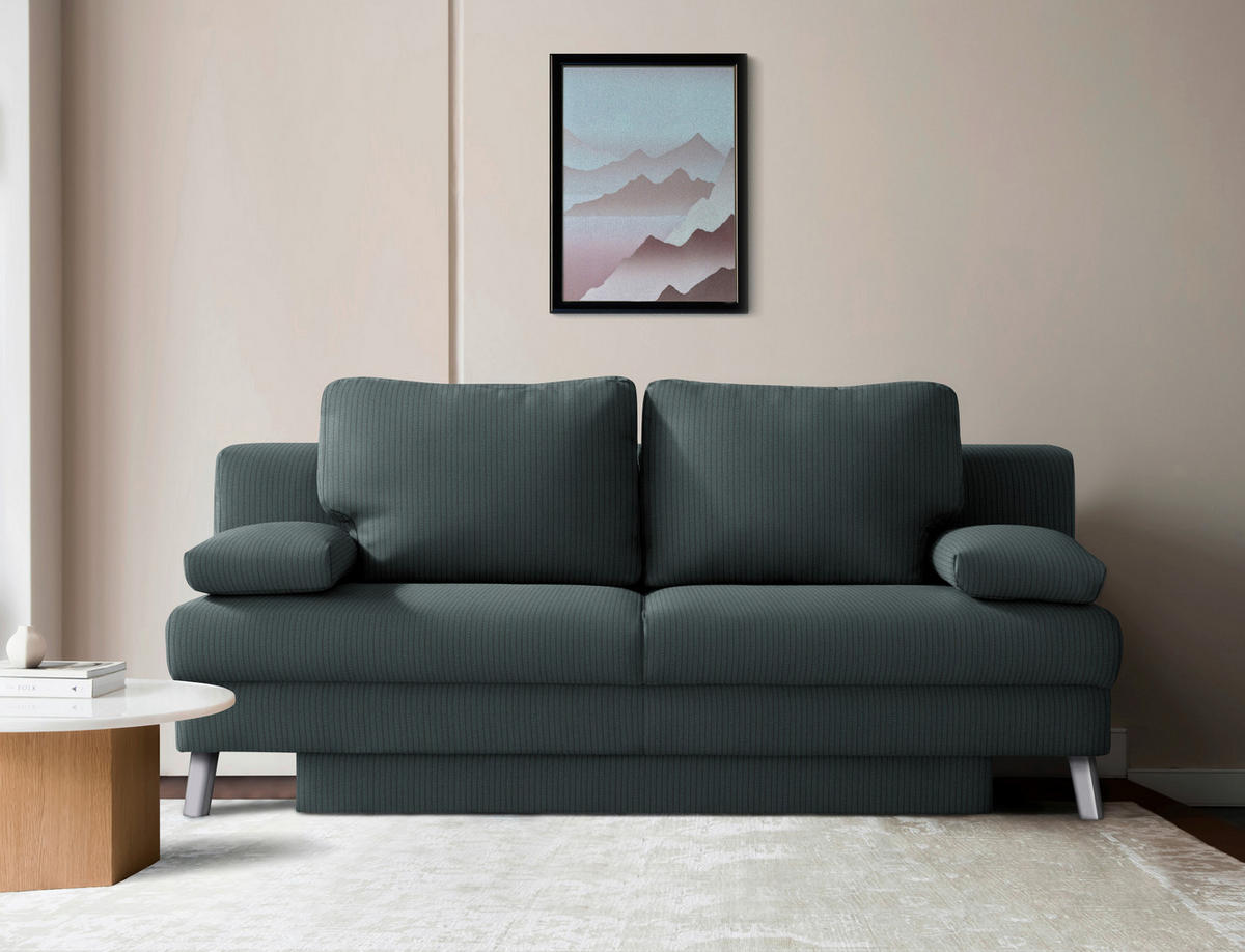 SCHLAFSOFA Cord Grau  - Chromfarben/Grau, Modern, Textil/Metall (194/91/90cm) - Novel