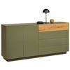 SIDEBOARD Eichefarben, Olivgrün  189/90/42 cm  - Eichefarben/Olivgrün, Design, Glas/Holz (189/90/42cm) - Novel