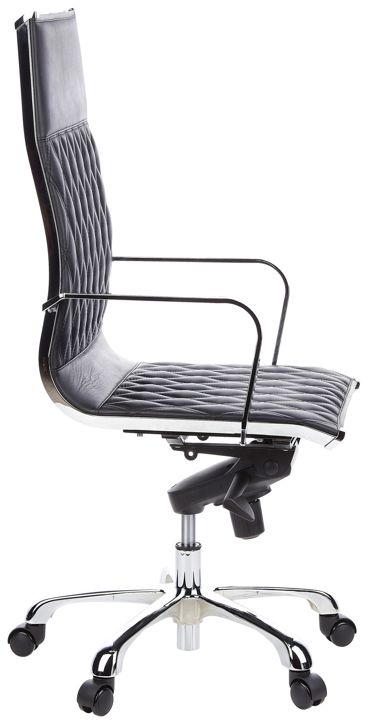 KONFERENČNI STOL usnje črna  - srebrne barve/črna, Moderno, kovina/usnje (62cm) - MID.YOU