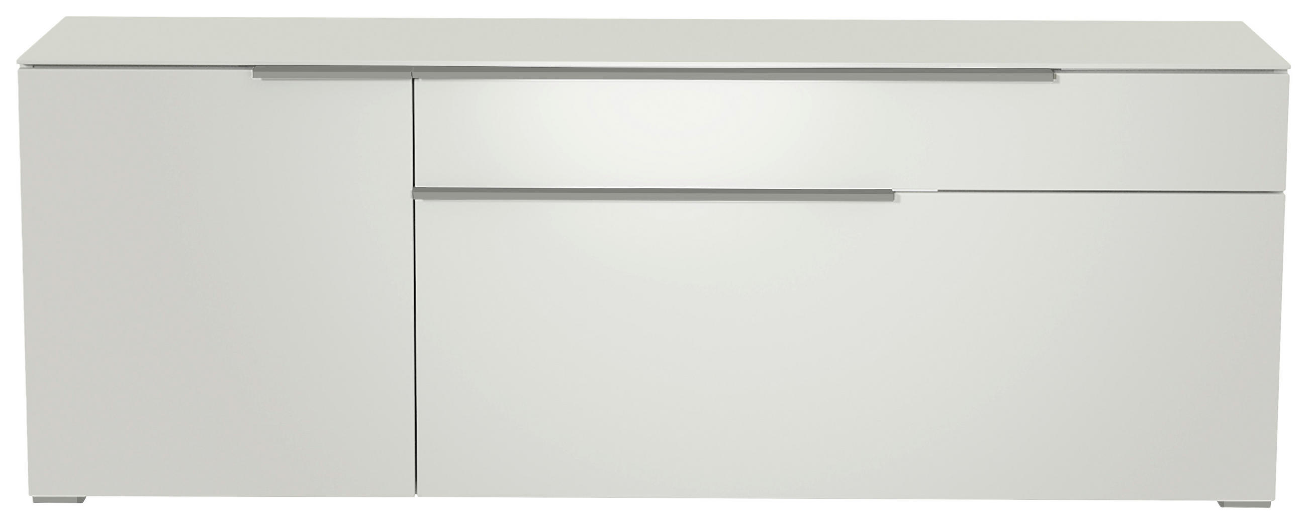 LOWBOARD Weiß, Alufarben  160/58/45 cm  - Alufarben/Weiß, Design, Glas/Holzwerkstoff (160/58/45cm) - Moderano