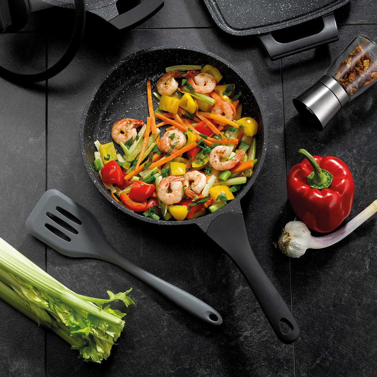 BRATPFANNE  - Schwarz, KONVENTIONELL, Metall (20/5cm) - Kela