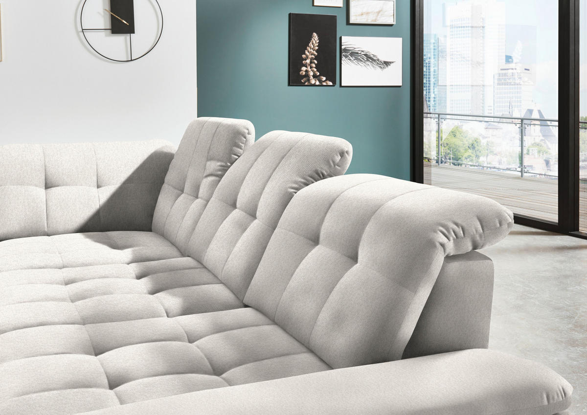 ECKSOFA in Chenille Creme  - Chromfarben/Creme, Design, Textil/Metall (260/310cm) - Beldomo Speed