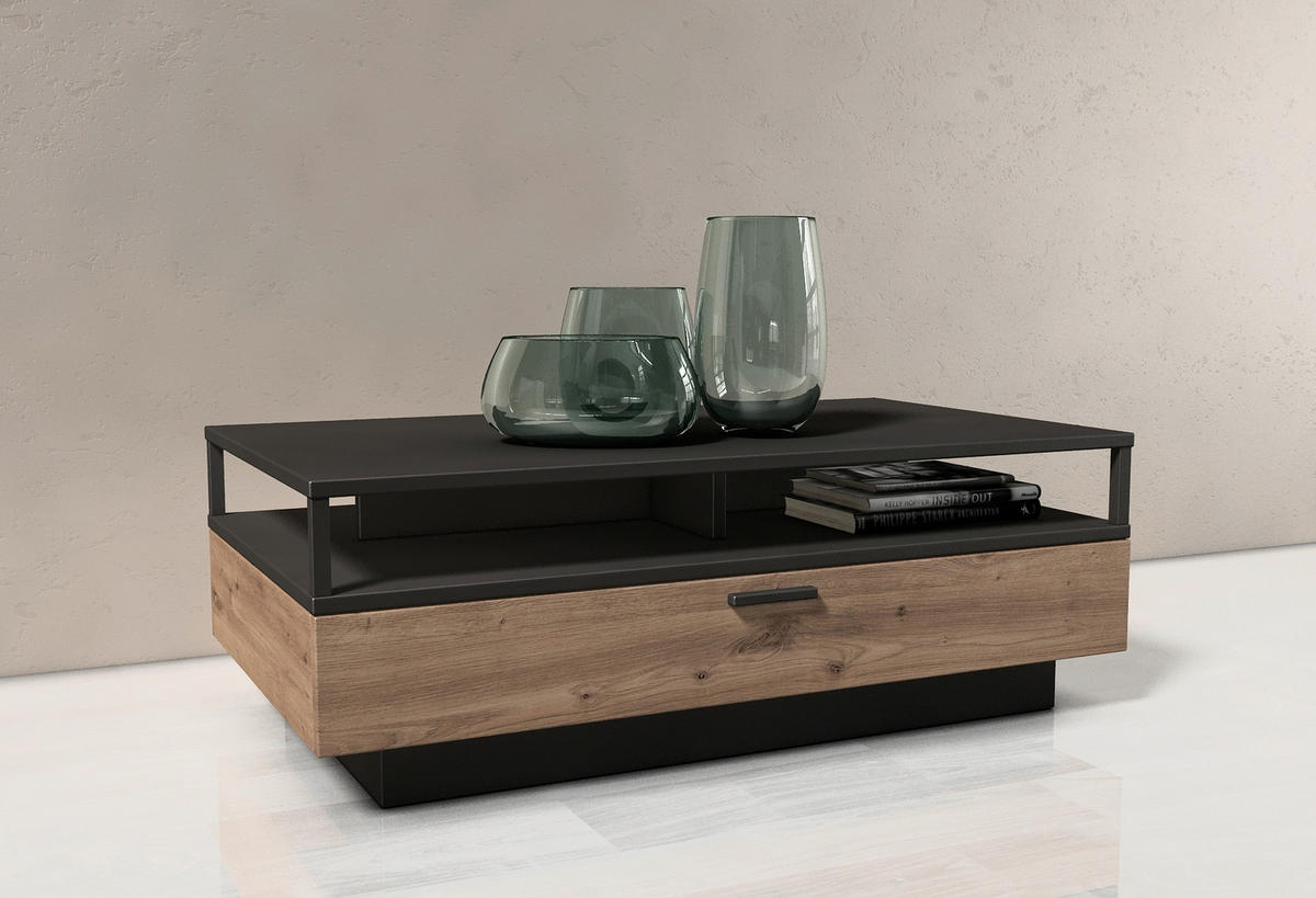 COUCHTISCH 115/65,5/45,0 cm rechteckig Grau, Eichefarben  - Eichefarben/Grau, KONVENTIONELL, Holzwerkstoff/Metall (115/65,5/45,0cm) - Cantus