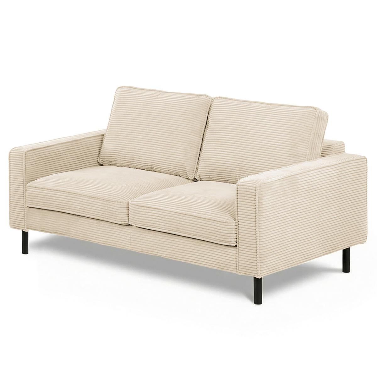 2,5-SITZER  in Cord Beige Modern  - Beige/Schwarz, Design, Textil/Metall (168/85/92cm) - Livetastic