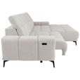 ECKSOFA inkl.Funktionen Hellgrau Chenille  - Hellgrau/Schwarz, MODERN, Textil/Metall (300/195cm) - Xora