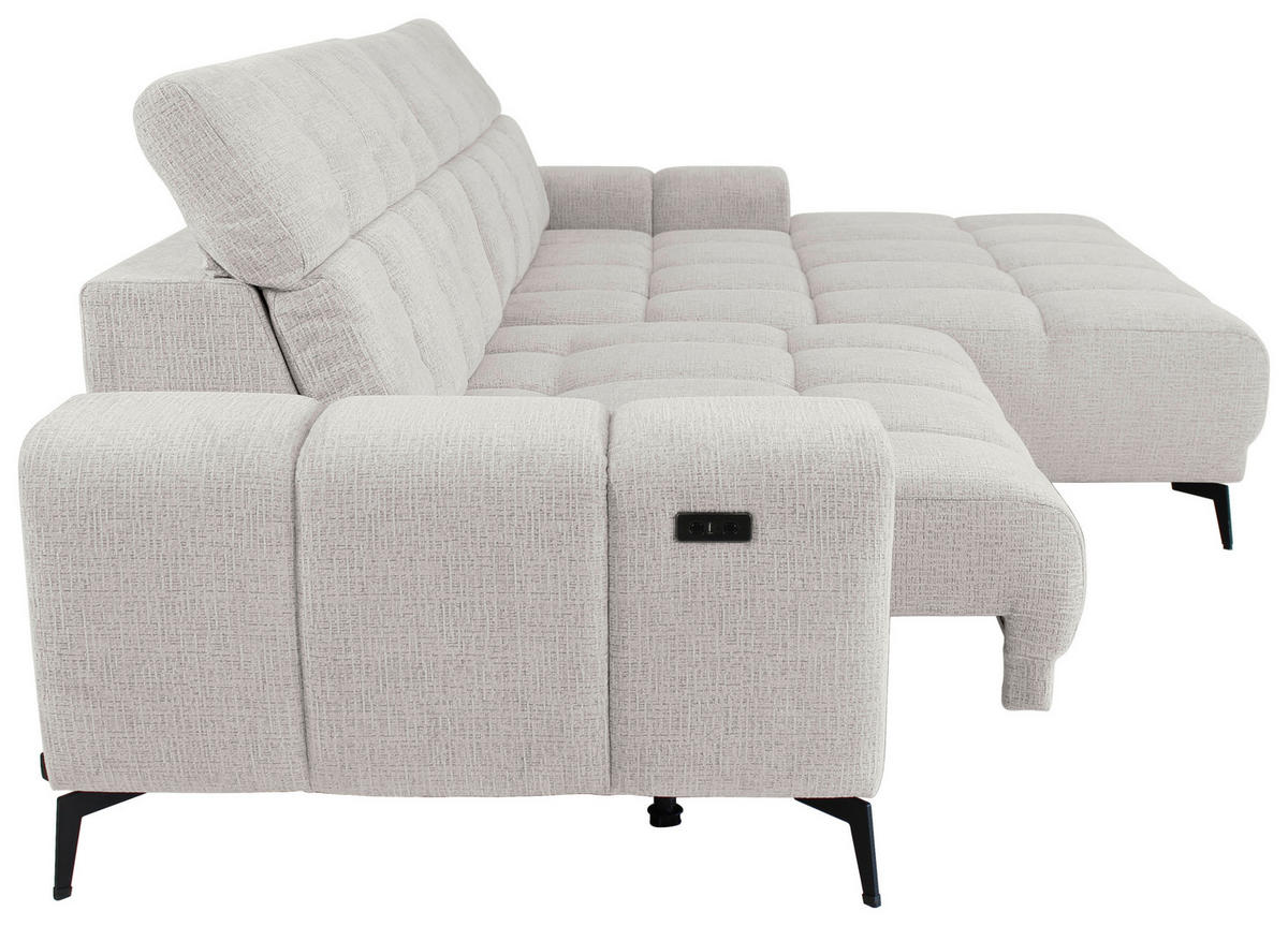 ECKSOFA inkl.Funktionen Hellgrau Chenille  - Hellgrau/Schwarz, MODERN, Textil/Metall (300/195cm) - Xora