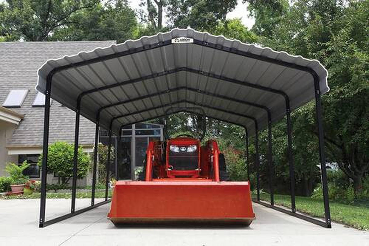 CARPORT 370/260/600 cm Stahl  - Grau, Basics, Metall (370/260/600cm) - Ambia Garden