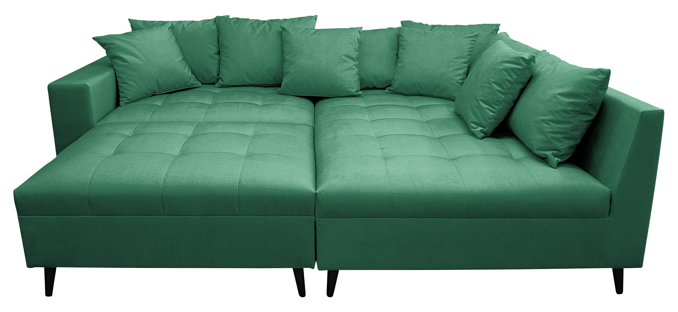 Ecksofa inkl. Hocker in Mikrofaser Grün  - Schwarz/Grün, Design, Holz/Textil (247/174cm) - MID.YOU