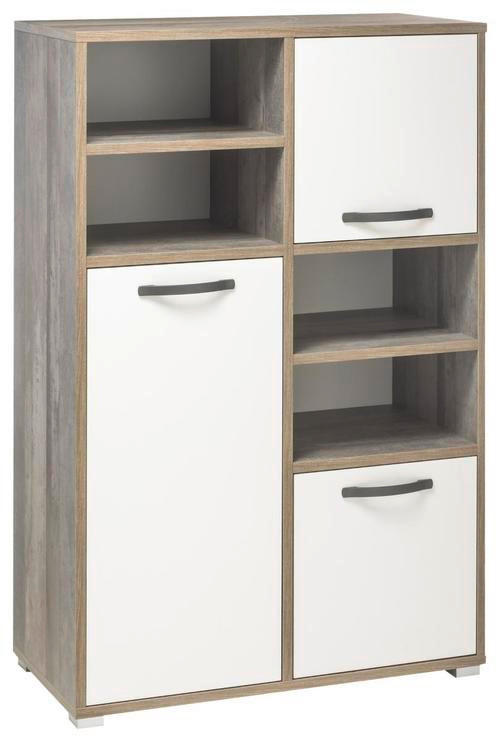 VISOKA KOMODA, naravne barve, bela - srebrne barve/bela, Konvencionalno, umetna masa/leseni material (95/146/46cm) - Carryhome