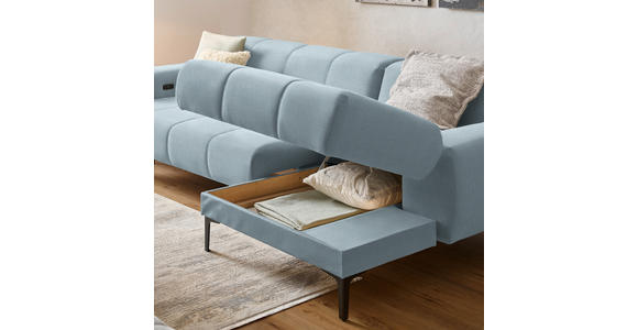 ECKSOFA in Chenille Pastellblau 311/167 cm - Pastellblau/Schwarz, Design, Textil/Metall (311/167cm) - Xora