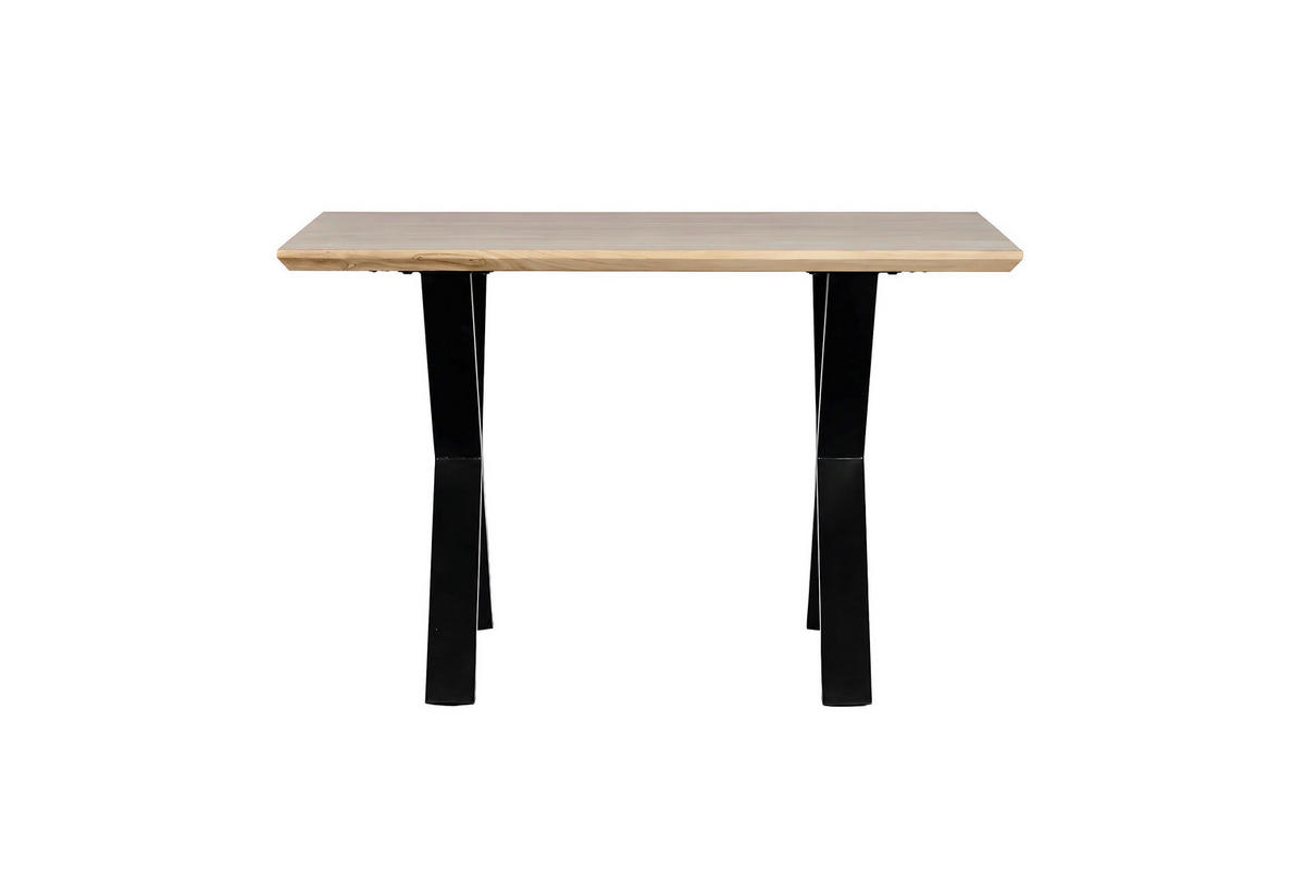 ESSTISCH 120/80/76 cm Echtholz  Holz, Metall rechteckig Akaziefarben  - Schwarz/Akaziefarben, MODERN, Holz/Metall (120/80/76cm) - MID.YOU