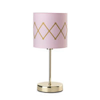 STOLNÍ LAMPA, E14, 15/35 cm  - pink/barvy zlata, Konvenční, kov/textil (15/35cm)