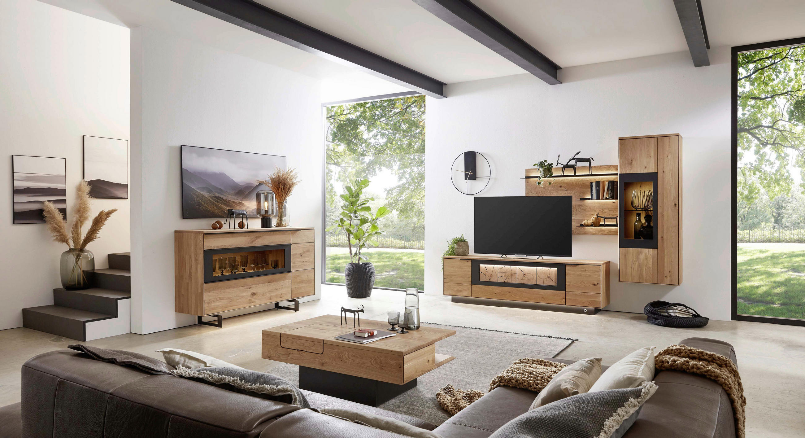 COUCHTISCH in Holz, Metall 110,0/70/39 cm  - Eichefarben, KONVENTIONELL, Holz/Metall (110,0/70/39cm) - Valdera