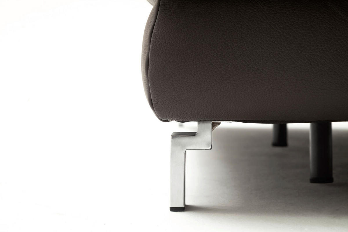 ECKSOFA in Echtleder Braun  - Chromfarben/Braun, Design, Leder/Metall (200/271cm) - Pure Home Lifestyle