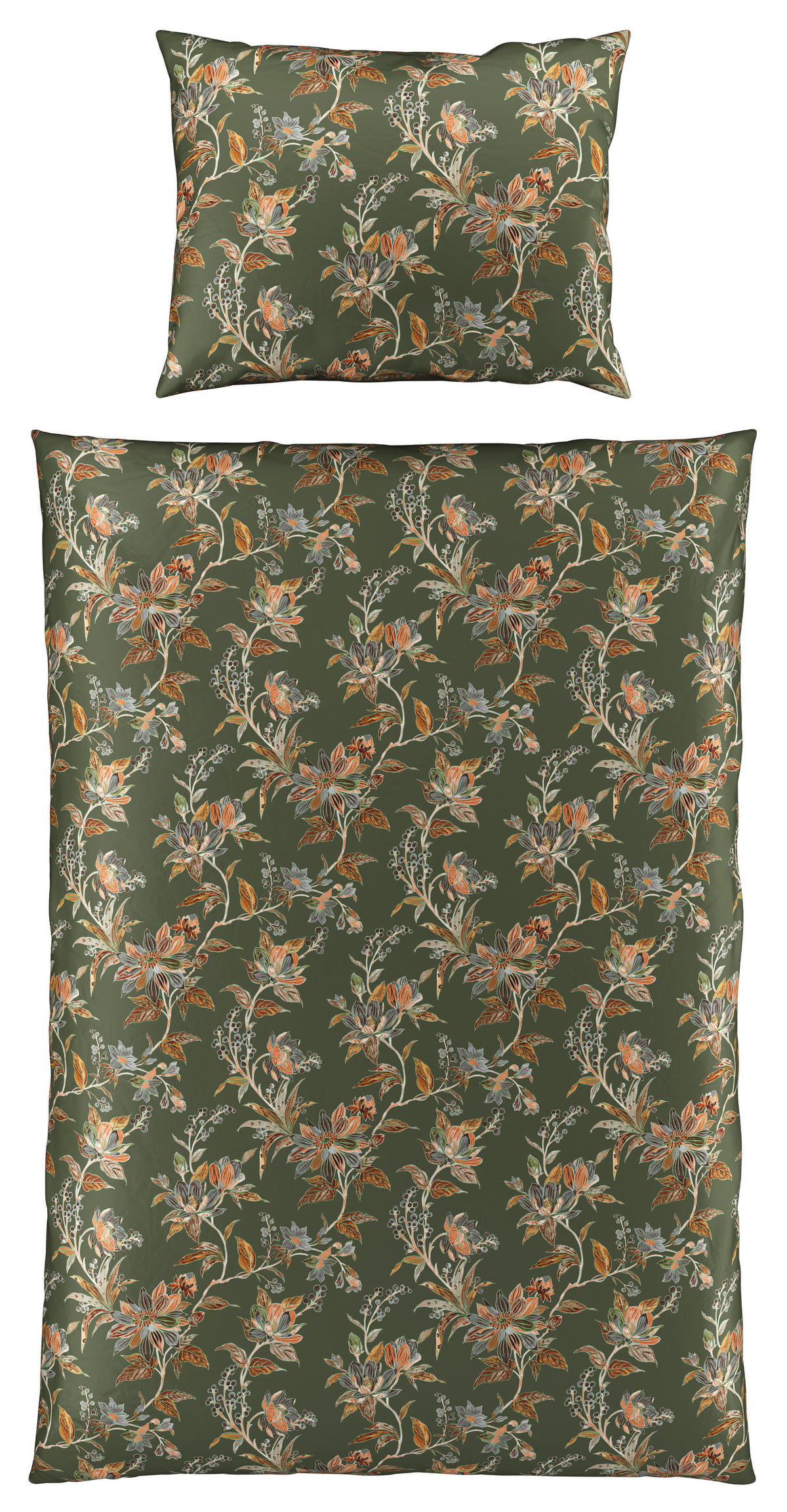 OBOJESTRANSKA POSTELJNINA GEMMA 140/200 cm saten zelena  - zelena, Konvencionalno, tekstil (140/200cm) - Esposa