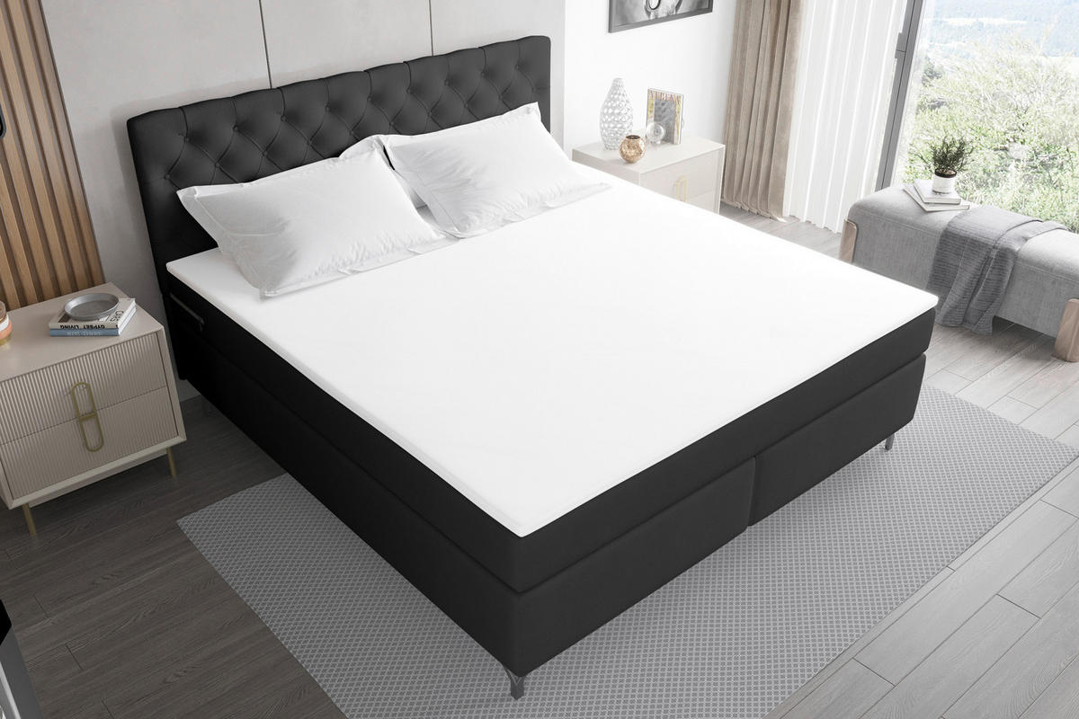 BOXSPRINGBETT 180/200 cm  in Anthrazit  - Anthrazit/Schwarz, Konventionell, Textil/Metall (180/200cm) - Carryhome
