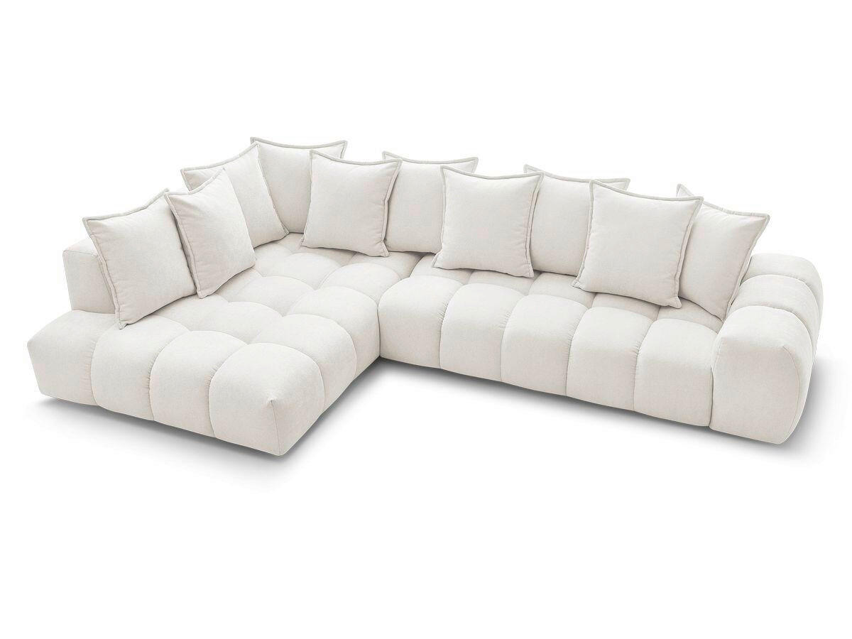 ECKSOFA Ottomane rechts  EVEREST Weiß Struktur  - Schwarz/Weiß, MODERN, Kunststoff/Textil (210/352cm) - Livetastic