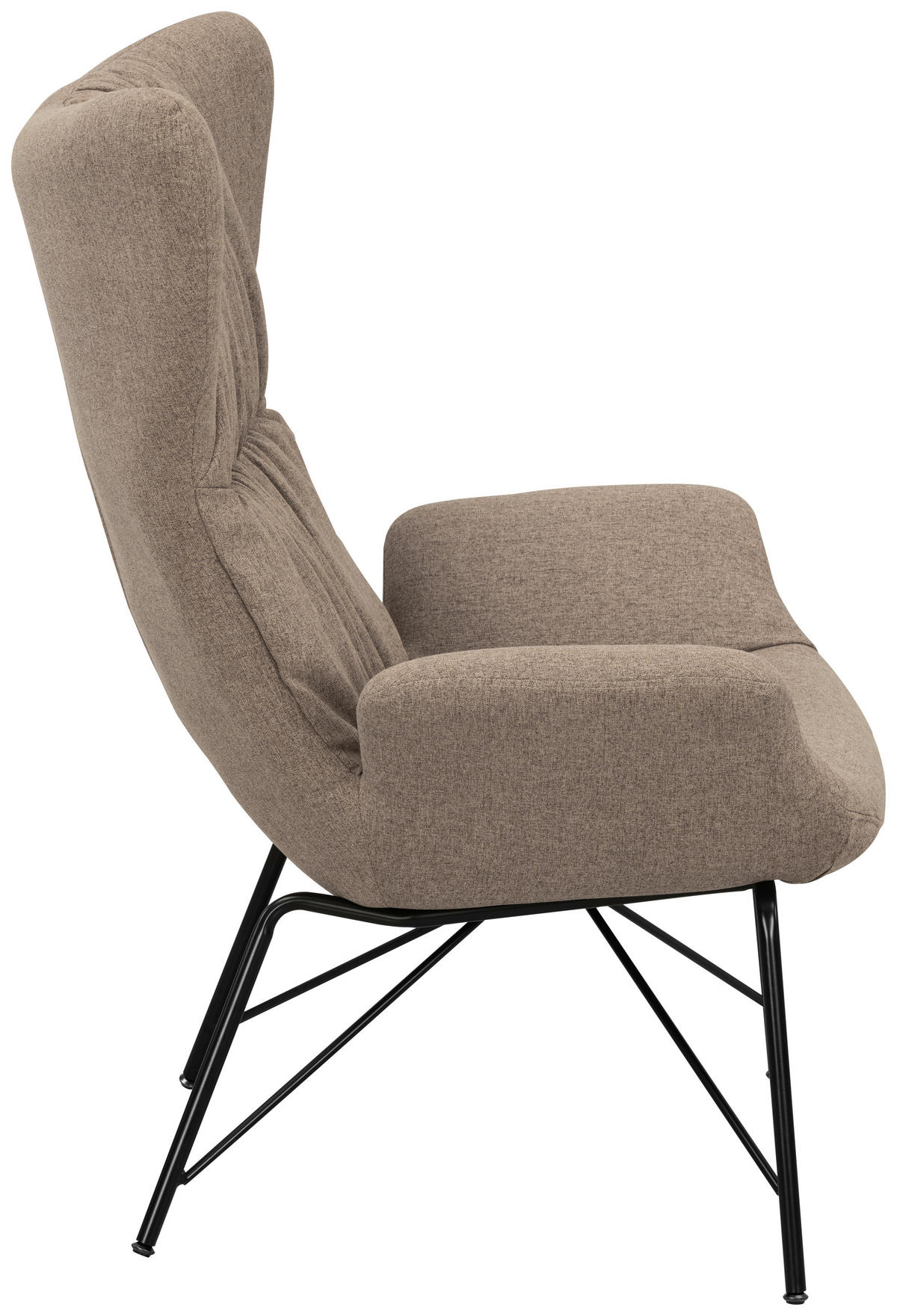 OHRENSESSEL Webstoff Braun  - Schwarz/Braun, Design, Textil/Metall (76/108/80cm) - MID.YOU
