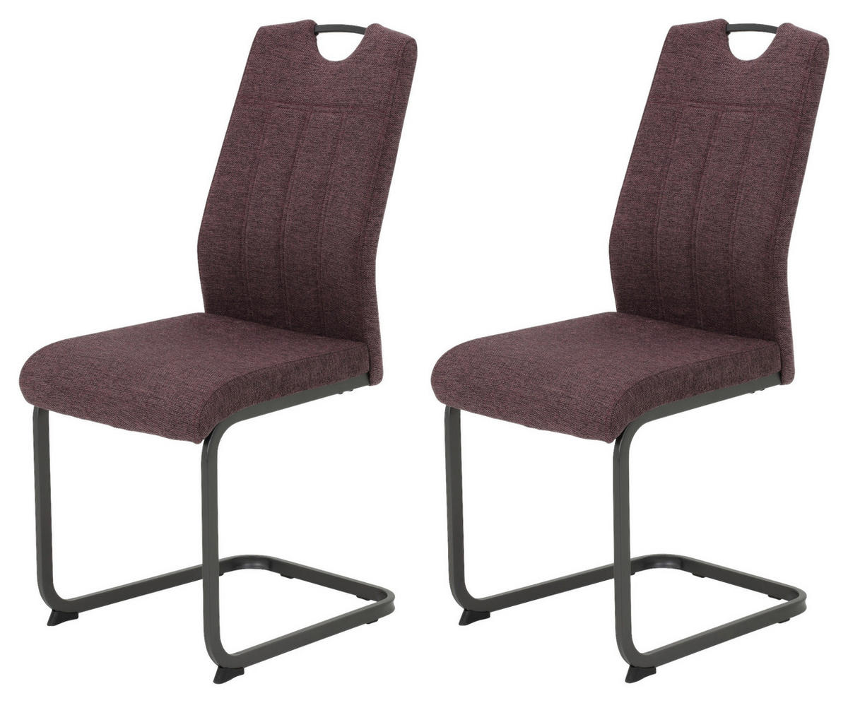 SCHWINGSTUHL-SET 2 Stück  in Stahl Webstoff  - Grau/Dunkelrot, MODERN, Textil/Metall (44/100/59cm) - MID.YOU