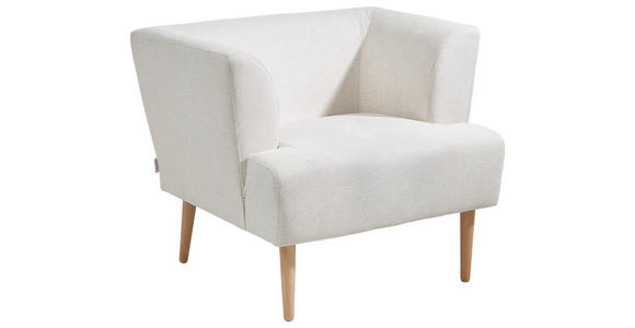 SESSEL in Flachgewebe Weiß  - Buchefarben/Weiß, Design, Holz/Textil (85/71/80cm) - Hom`in