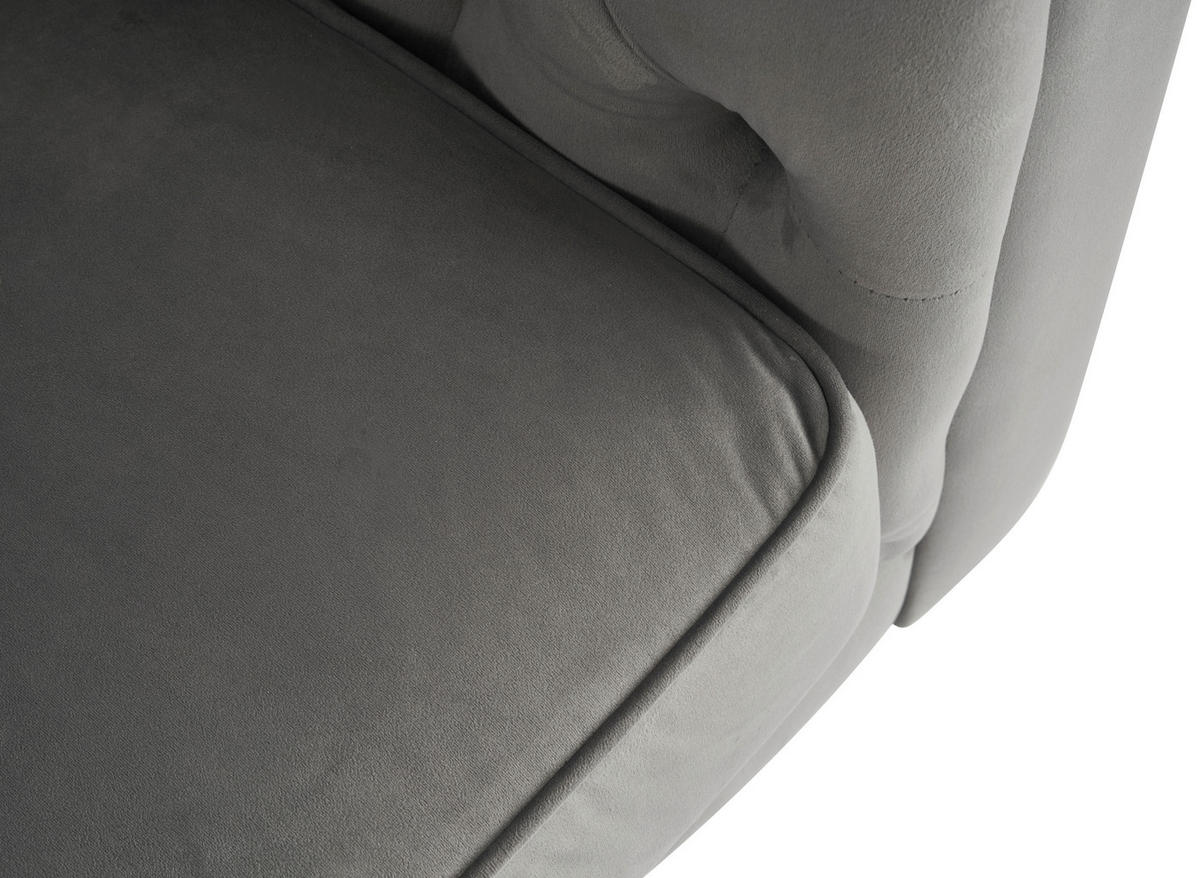 ZOFA CHESTERFIELD,  siva, črna les, tekstil  - siva/črna, Trend, tekstil/les (165/73/87cm) - Xora