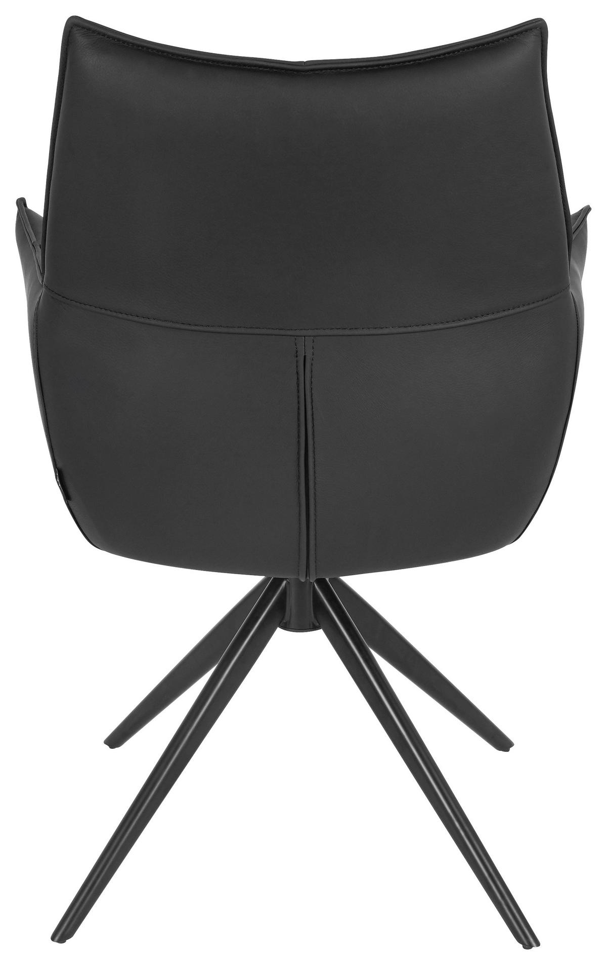 SCAUN CU BRAțE in negru  - negru, Design, metal/piele (62/91/62cm) - Novel