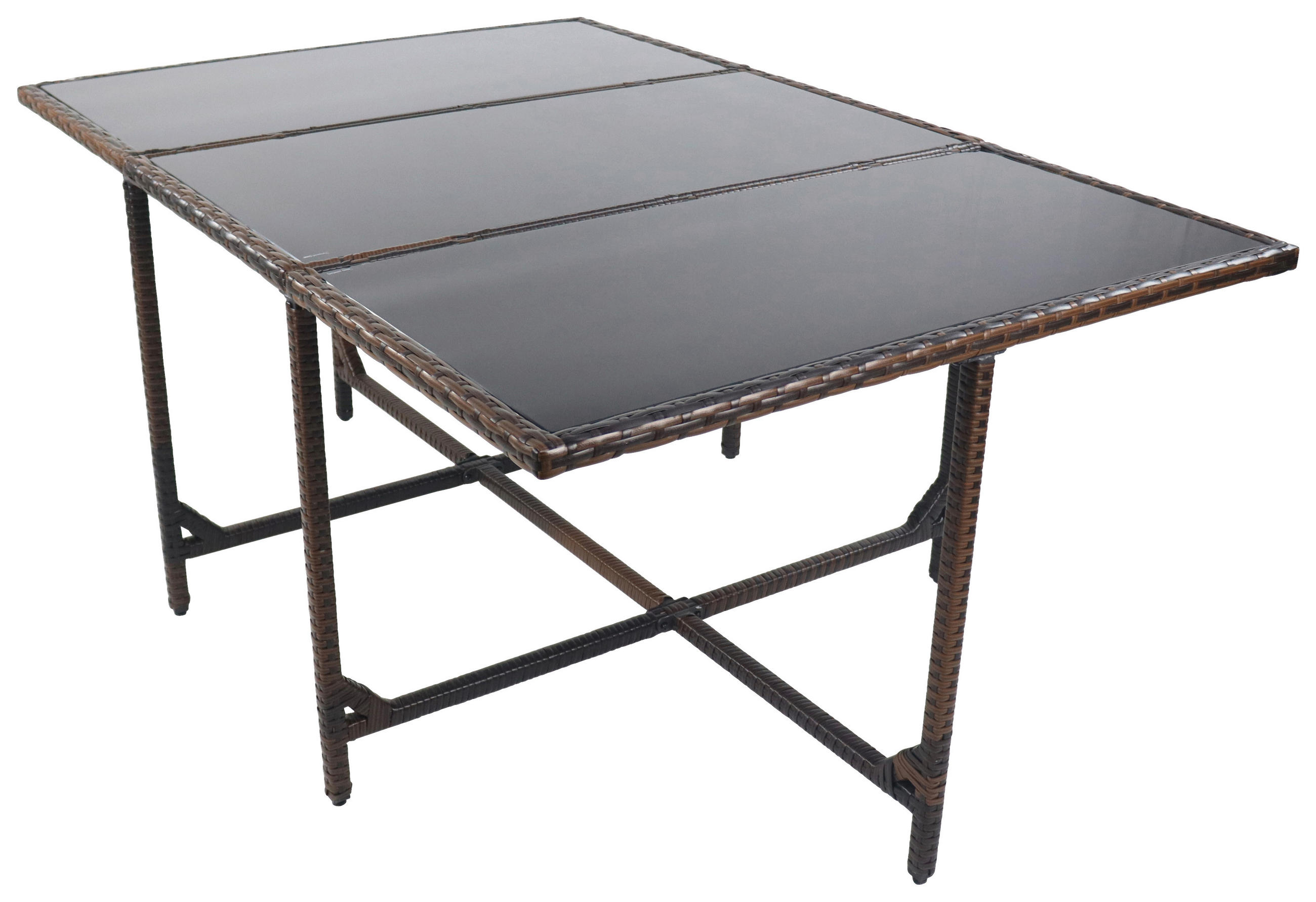 GARTENTISCH 170/110/72 cm Metall, Kunststoff, Glas quadratisch  - Braun, MODERN, Glas/Kunststoff (170/110/72cm) - Ambia Garden