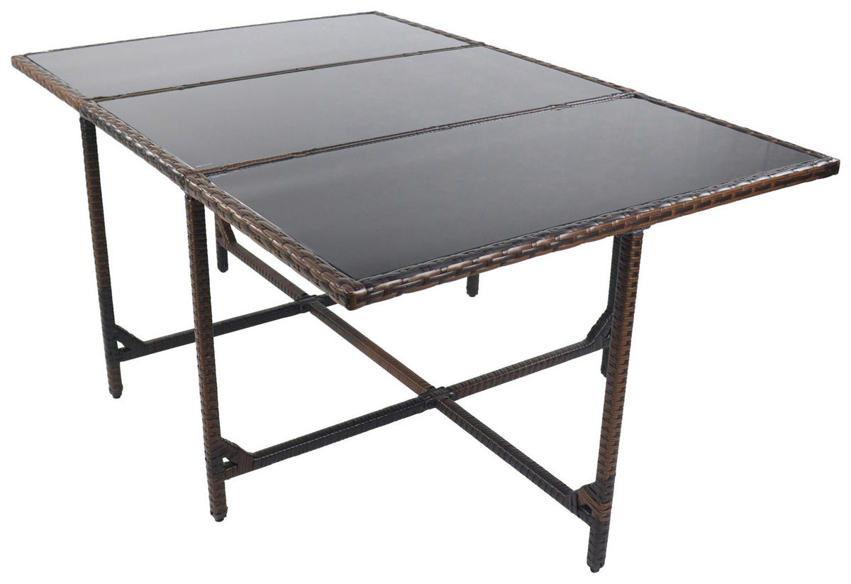 GARTENTISCH Metall, Kunststoff, Glas Braun quadratisch  - Braun, MODERN, Glas/Kunststoff (170/110/72cm) - Ambia Garden