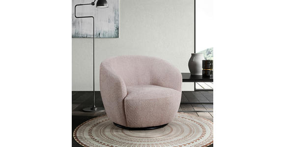 SESSEL Bouclé Rosa - Schwarz/Rosa, Design, Textil/Metall (84/73/84cm) - Carryhome