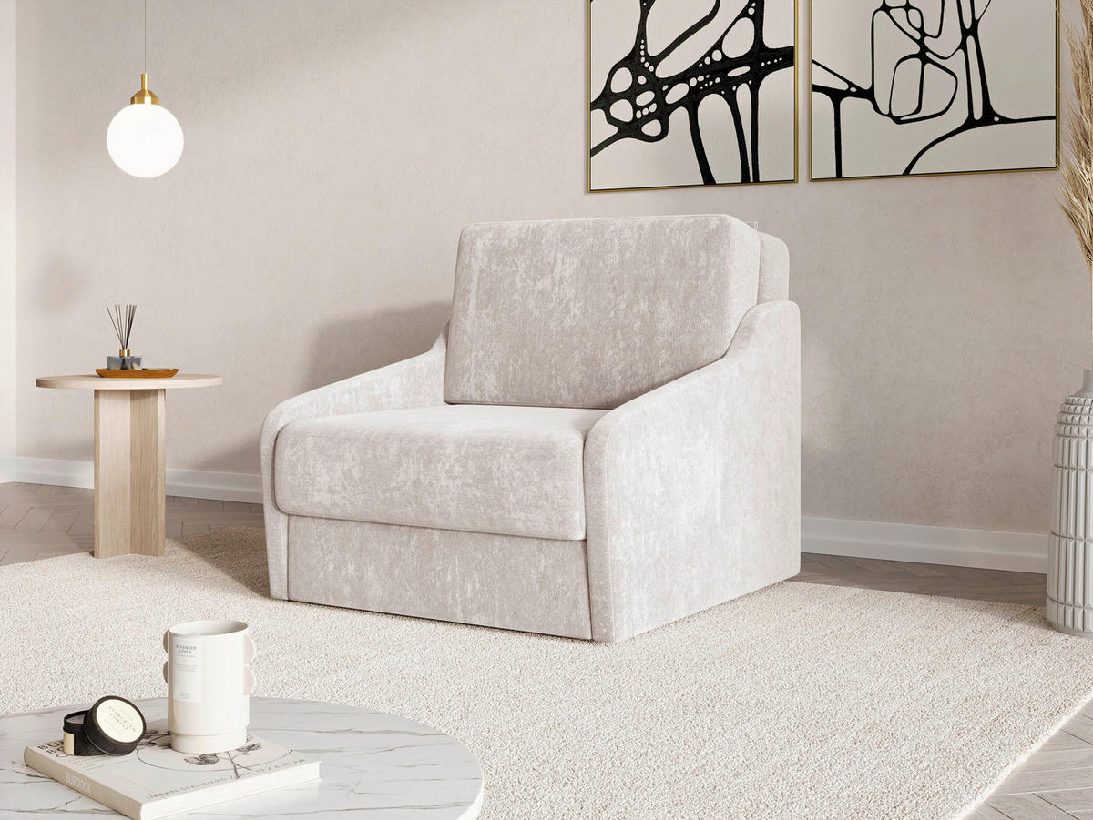 SCHLAFSESSEL FLY 80 Beige  inkl.  - Beige/Schwarz, Design, Kunststoff/Textil (96/86/115cm) - MID.YOU