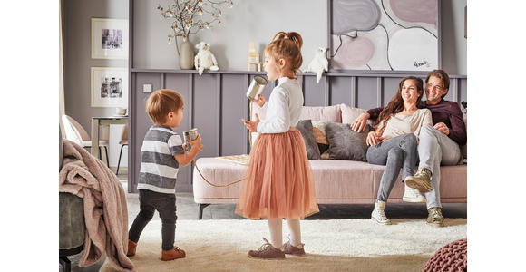 RÉCAMIERE  in Flachgewebe Hellrosa  - Hellrosa/Schwarz, Design, Textil/Metall (225/80/98cm) - Dieter Knoll