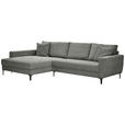 ECKSOFA Grau Velours  - Schwarz/Grau, Design, Textil/Metall (174/283cm) - Xora