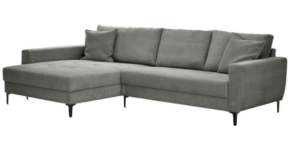 ECKSOFA Grau Velours  - Schwarz/Grau, Design, Textil/Metall (174/283cm) - Xora