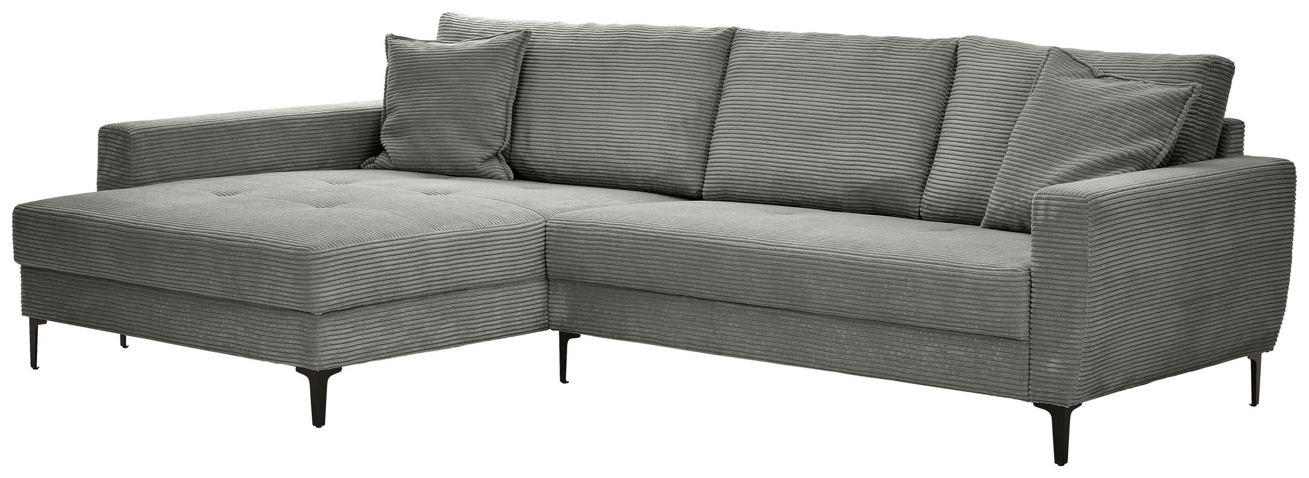 Thumbnail - Xora Ecksofa, Grau, Textil, 3-Sitzer, Füllung: Schaumstoff, Ottomane links, L-Form, 283x174 cm, Stoffauswahl, seitenverk...