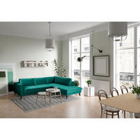 ECKSOFA in Samt, Velours Petrol  - Wengefarben/Petrol, Modern, Holz/Textil (201/85/260cm) - Trendmanufaktur